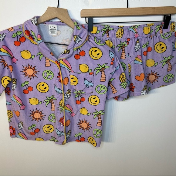 art class Other - Art Class Girls Purple Printed Pajama Set, Size XL (14), Smiley Face, Cherries
